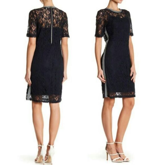 Hope & Harlow Women's Dress #9W8S14F189 Lace Overlay Sheath Navy Blue Size 6 - Picture 16 of 16